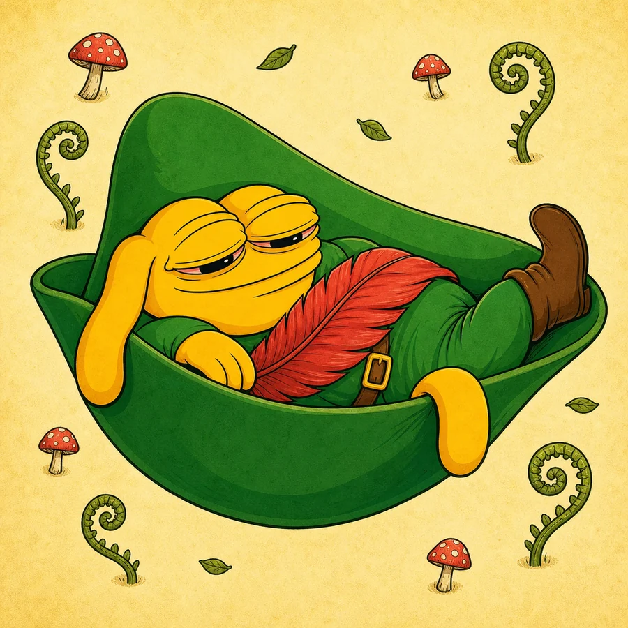 Andy sleeping inside an oversized green hat.